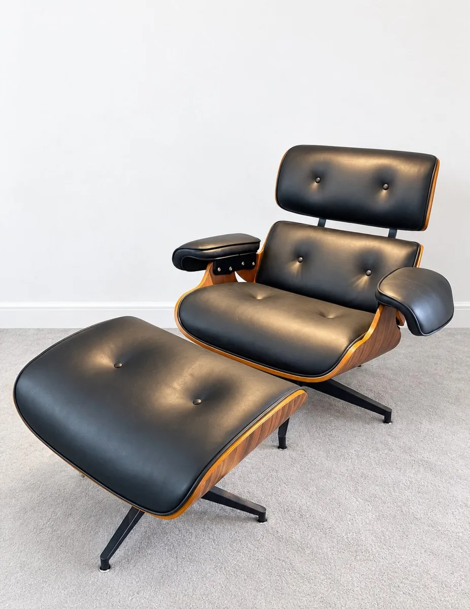 Eames Style lounge chair with matching ottoman - Image 1