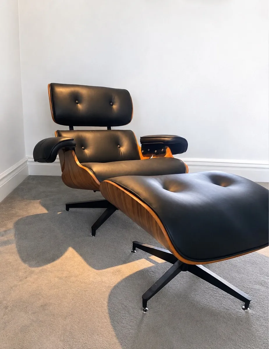 Eames Style lounge chair with matching ottoman - Image 2
