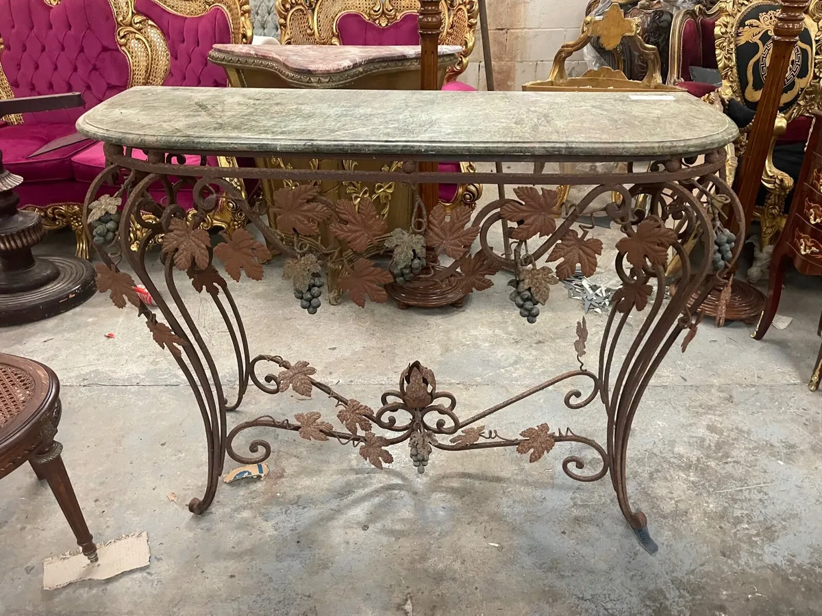 This old console table is handmade wrought iron - Image 3