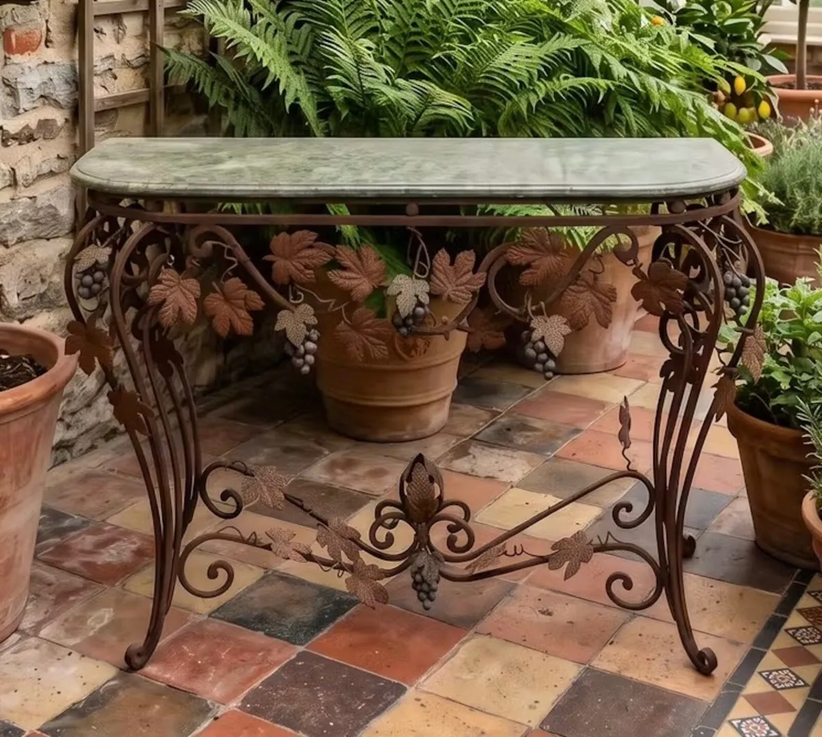 This old console table is handmade wrought iron - Image 1