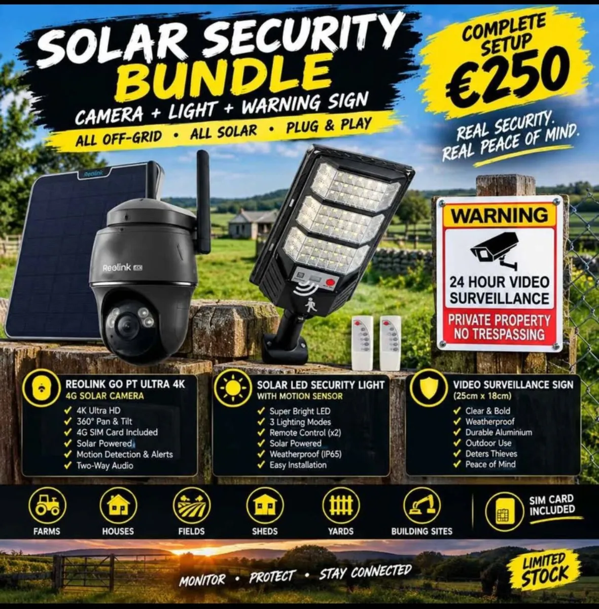 Off-Grid Solar Security Kit | 4K 4G Camera & Light - Image 1