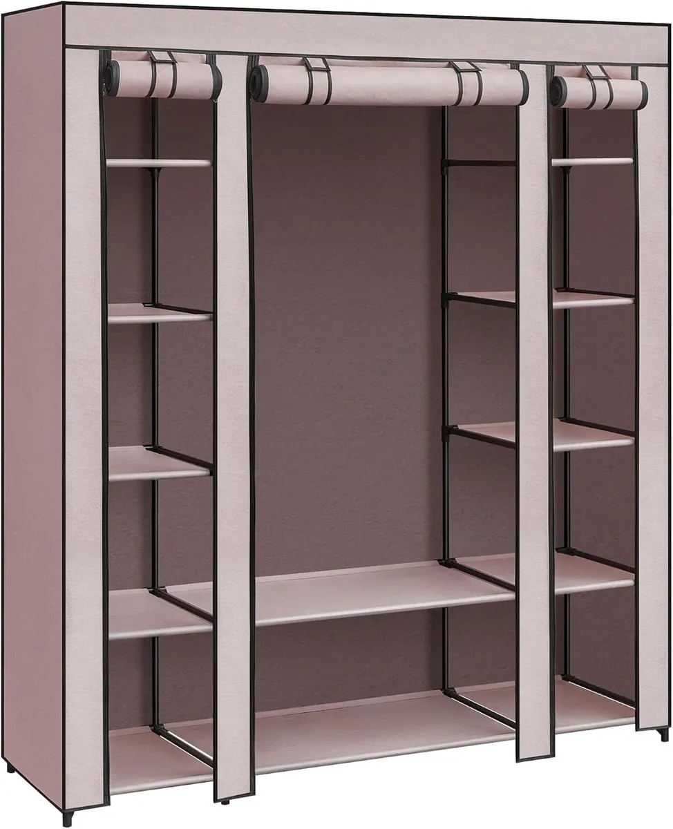 Wardrobe Fabric Covered Folding Cabinet with 12 - Image 1