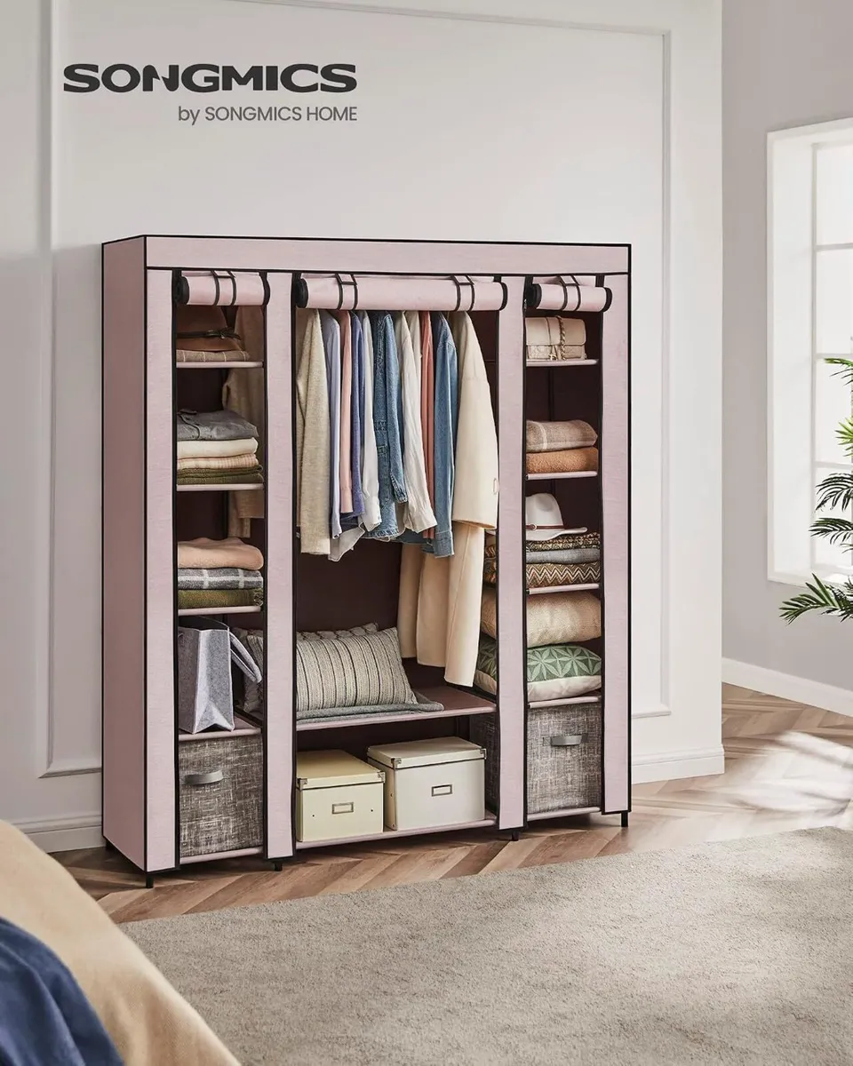 Wardrobe Fabric Covered Folding Cabinet with 12 - Image 2