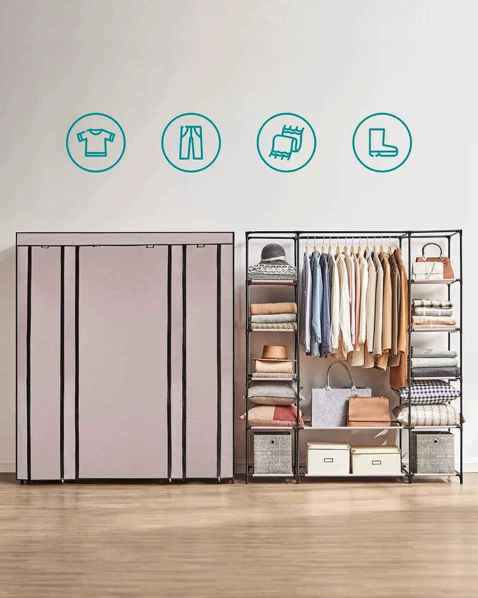 Wardrobe Fabric Covered Folding Cabinet with 12 - Image 3