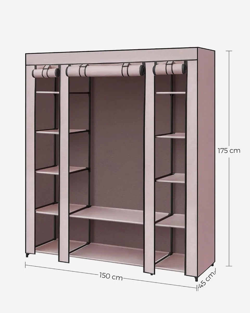 Wardrobe Fabric Covered Folding Cabinet with 12 - Image 4