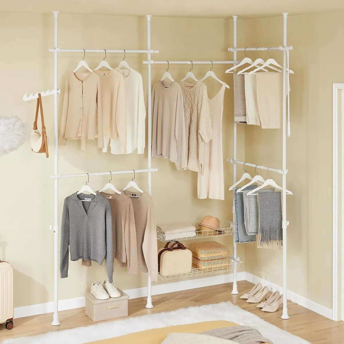 Telescopic Clothes Rail with Adjustable L-Shaped - Image 2
