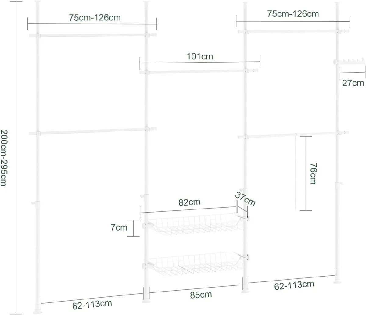 Telescopic Clothes Rail with Adjustable L-Shaped - Image 3