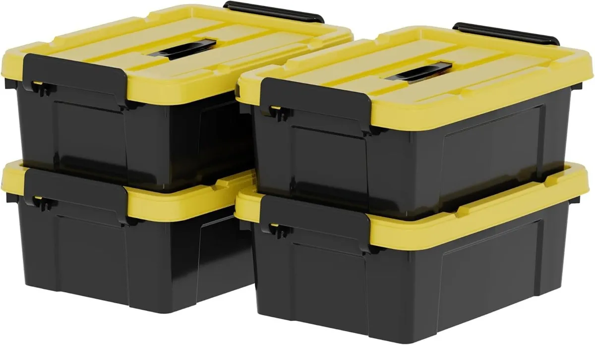 4x15L Storage Boxes Plastic Box with Lids - Image 1