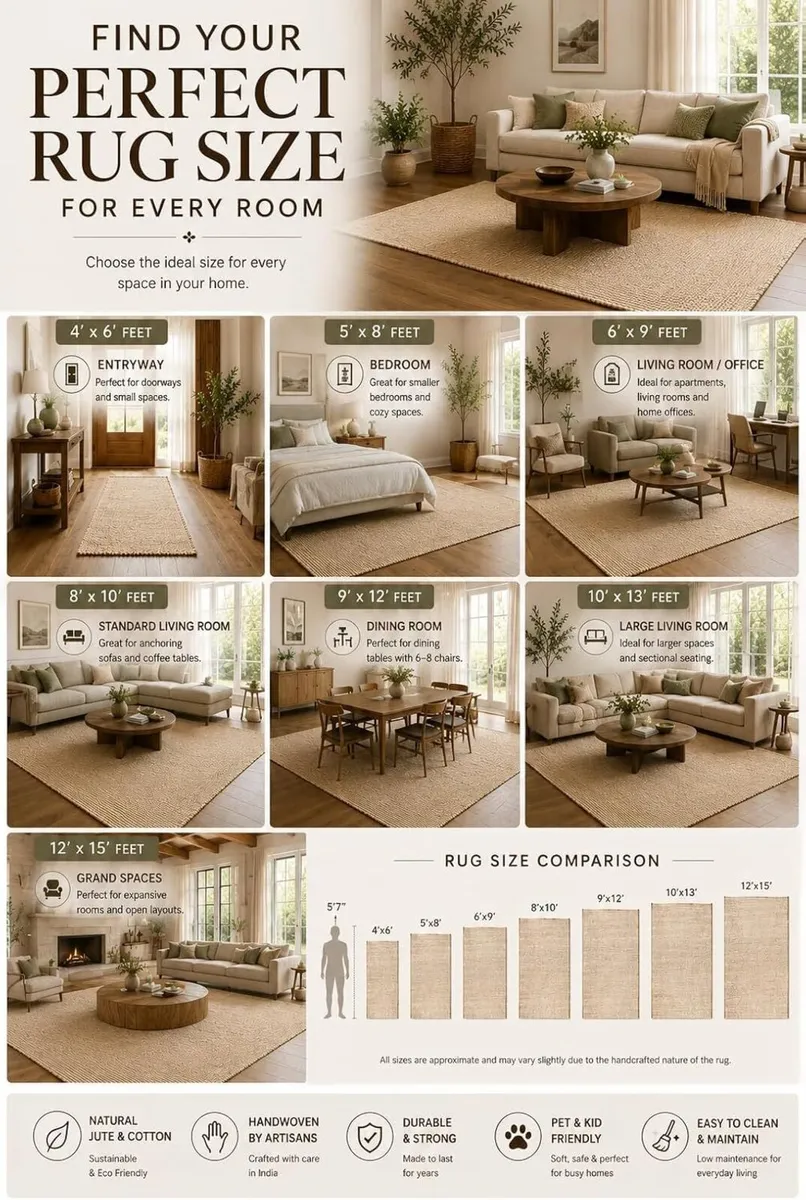 Jute Cotton Area Rug Handcrafted Traditional - Image 4