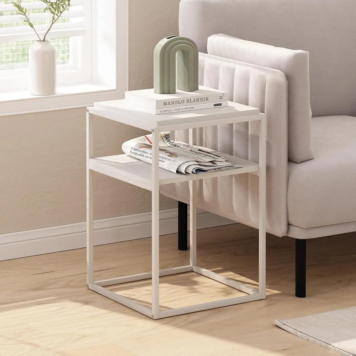 Side Table 2-Tier Stackable Metal Frame - Image 2