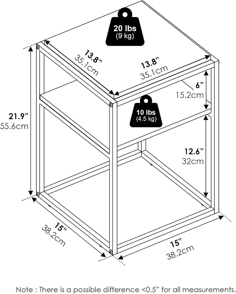 Side Table 2-Tier Stackable Metal Frame - Image 3