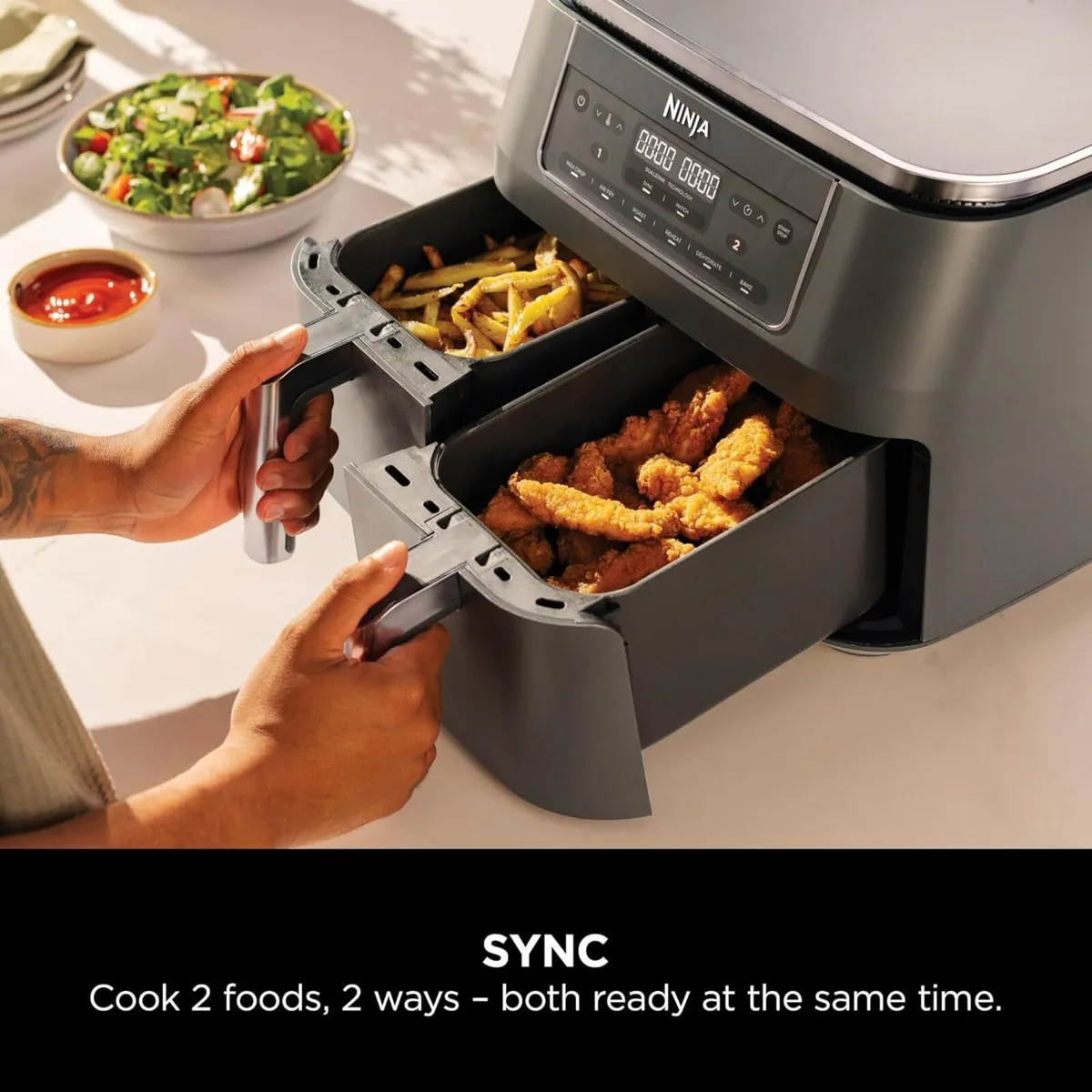 Dual Zone 6-In-1 7.6L Air Fryer 2 Drawers - Image 3