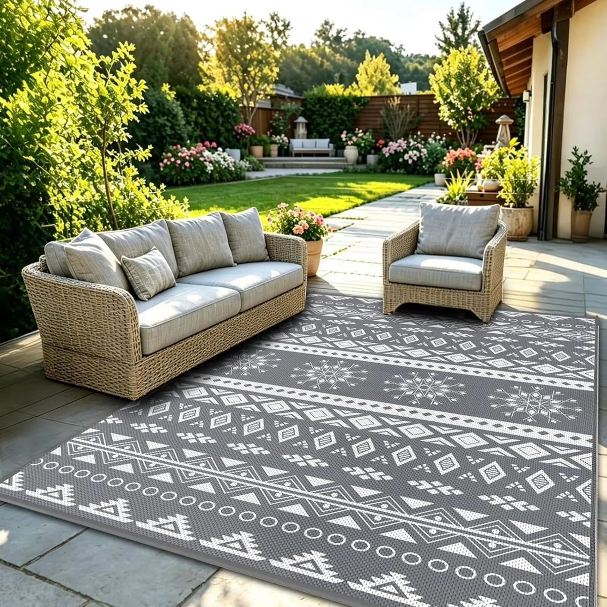 Outdoor Rug for Patio Waterproof Reversible - Image 1
