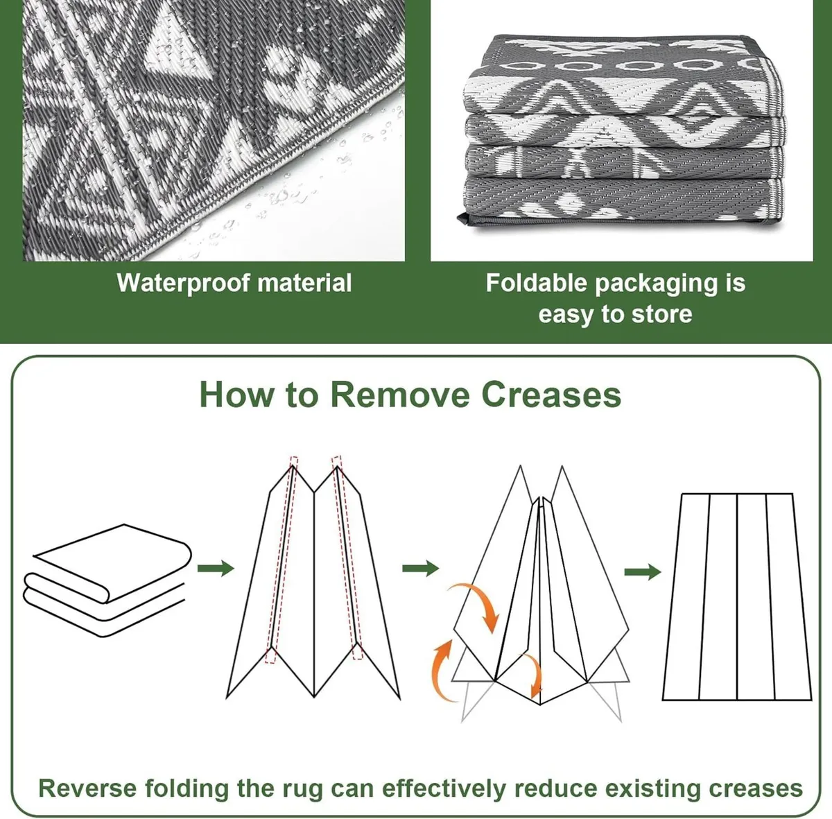 Outdoor Rug for Patio Waterproof Reversible - Image 3