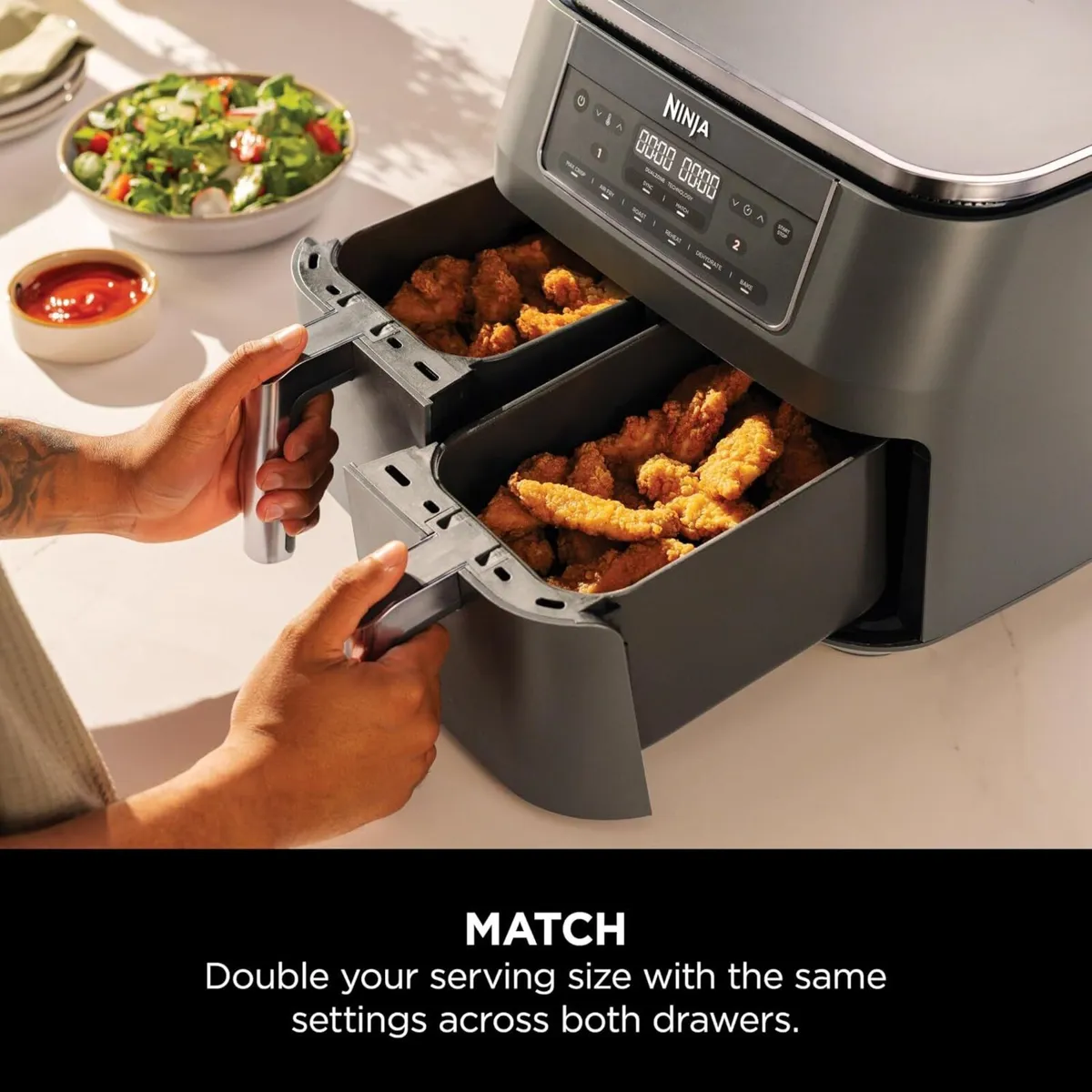 Dual Zone 6-In-1 7.6L Air Fryer 2 Drawers - Image 4