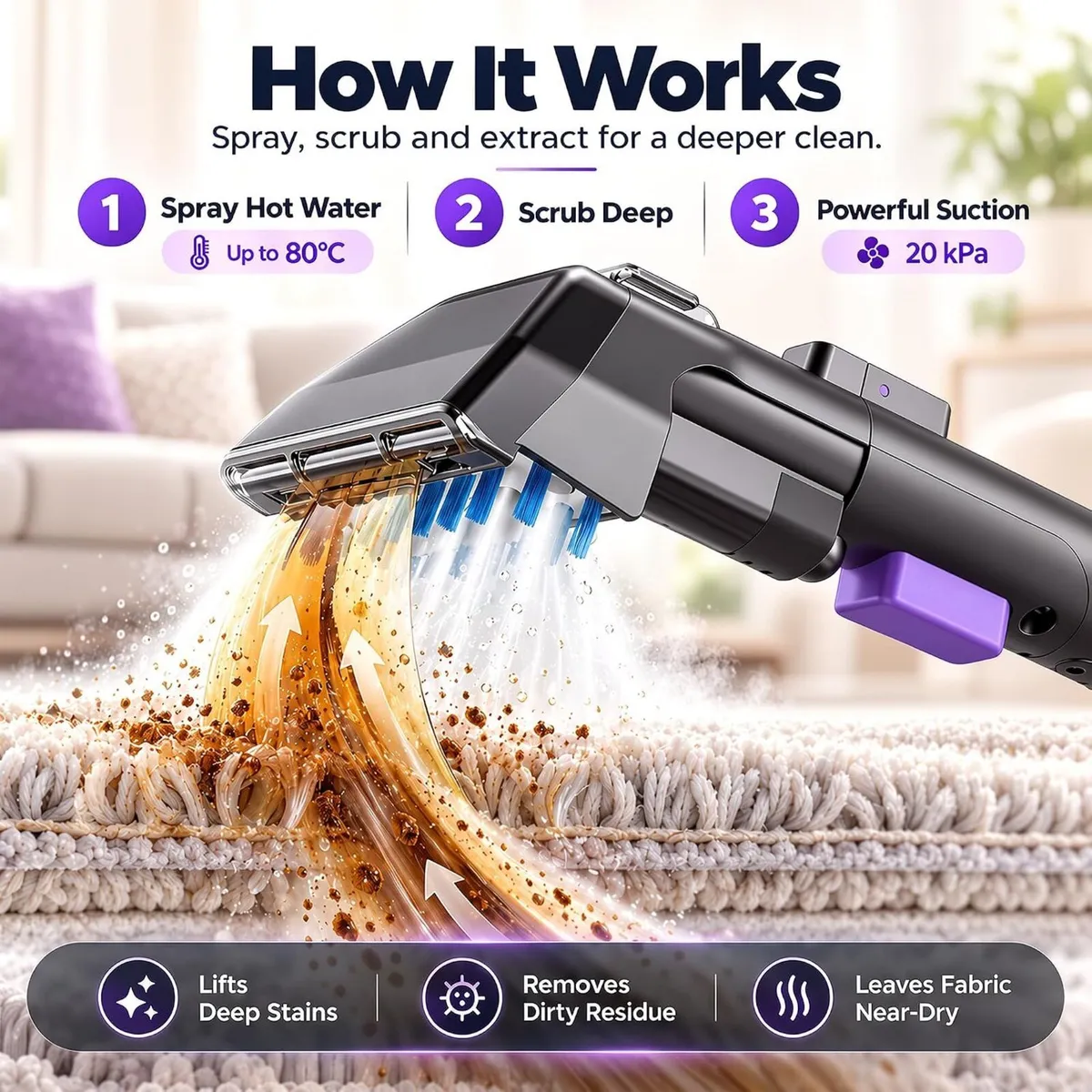 Steam Carpet Cleaner Upholstery Sofa Spot Machine - Image 4