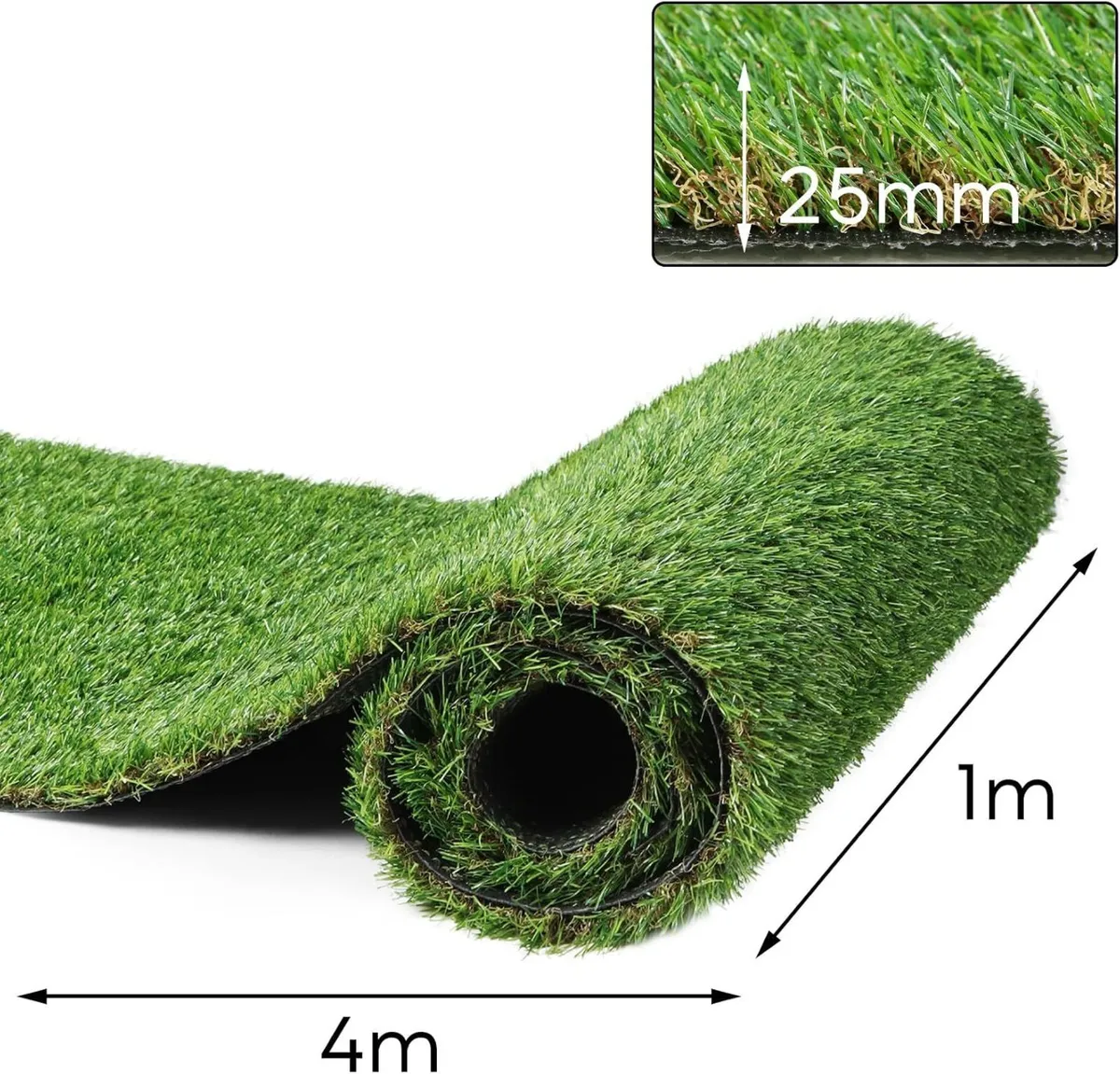 Realistic Artificial Grass Roll 1m X 4m 25MM - Image 2