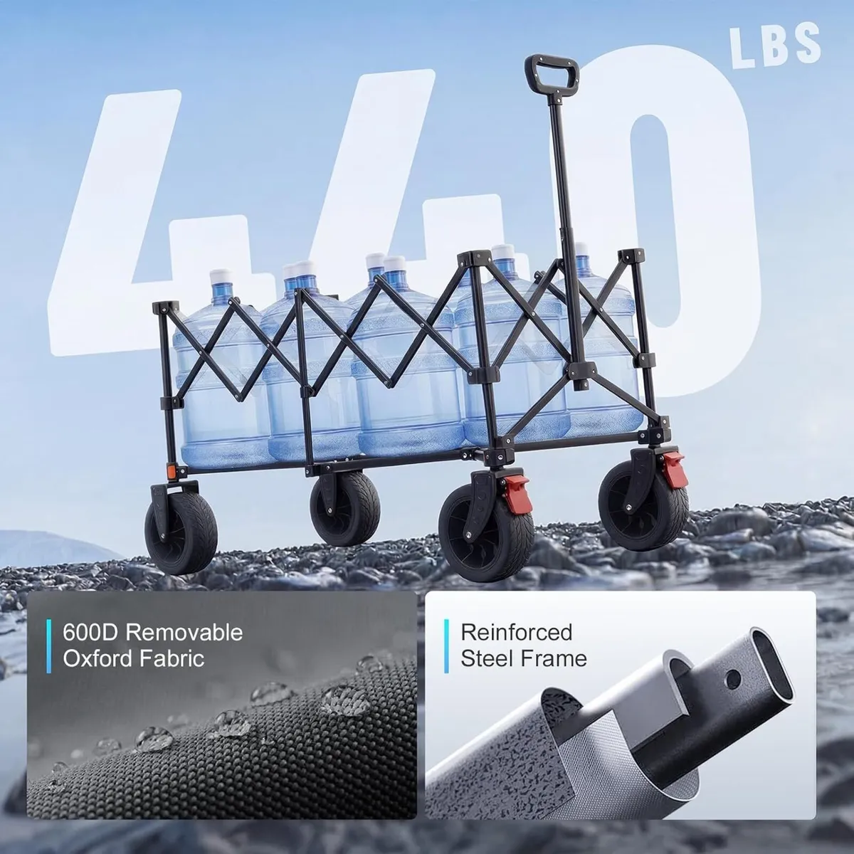 270L Extra Large Folding Festival Trolley Cart - Image 4