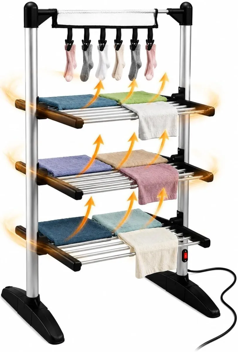 Bk Electric Clothes Airer 3 Tier Heated - Image 1