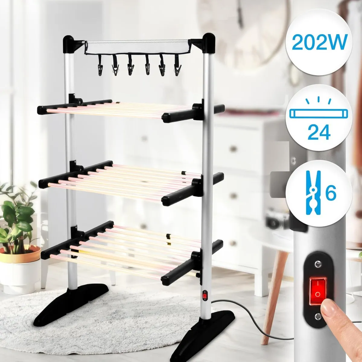 Bk Electric Clothes Airer 3 Tier Heated - Image 3