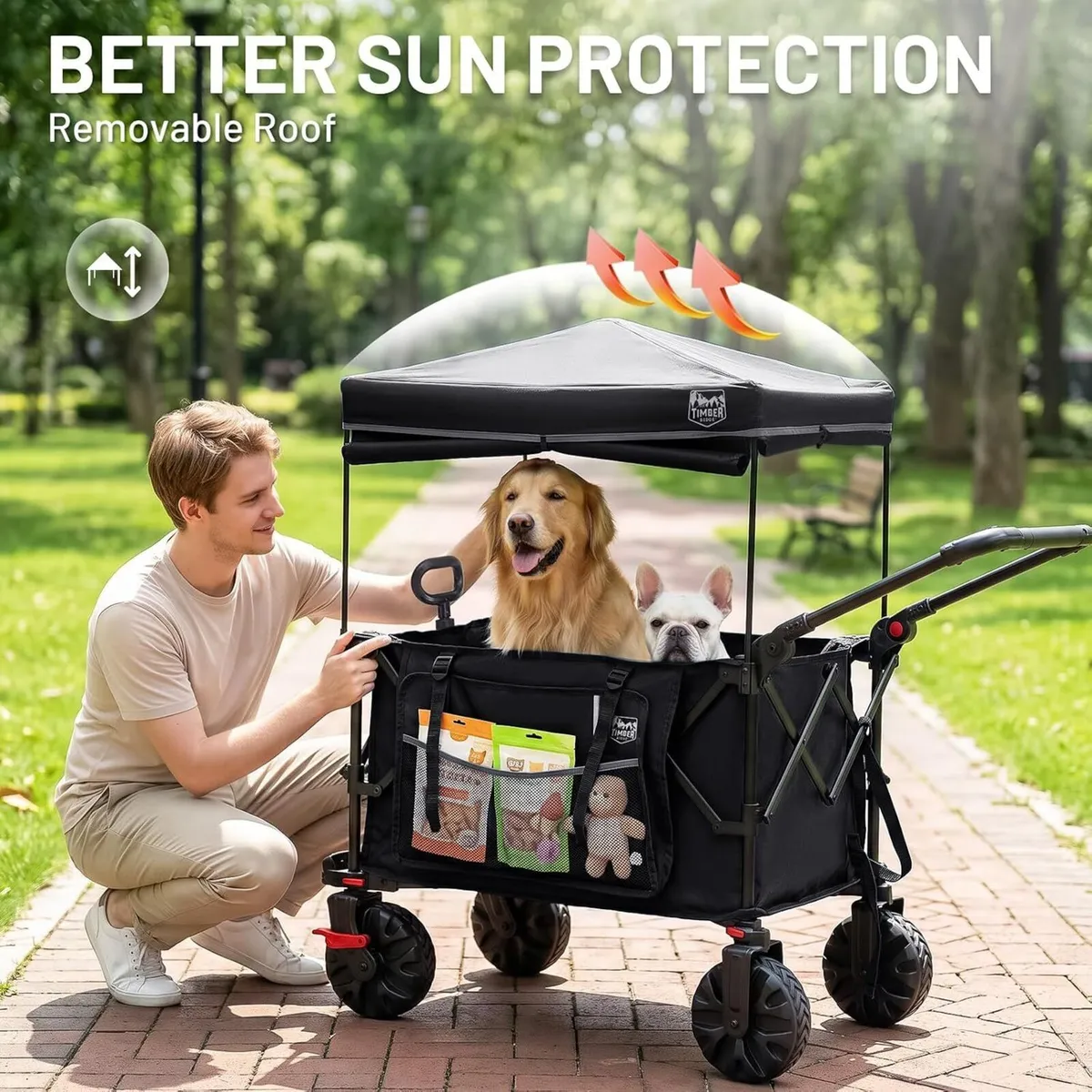 Trolley 250L Folding Wagon with Canopy Push Pull - Image 2