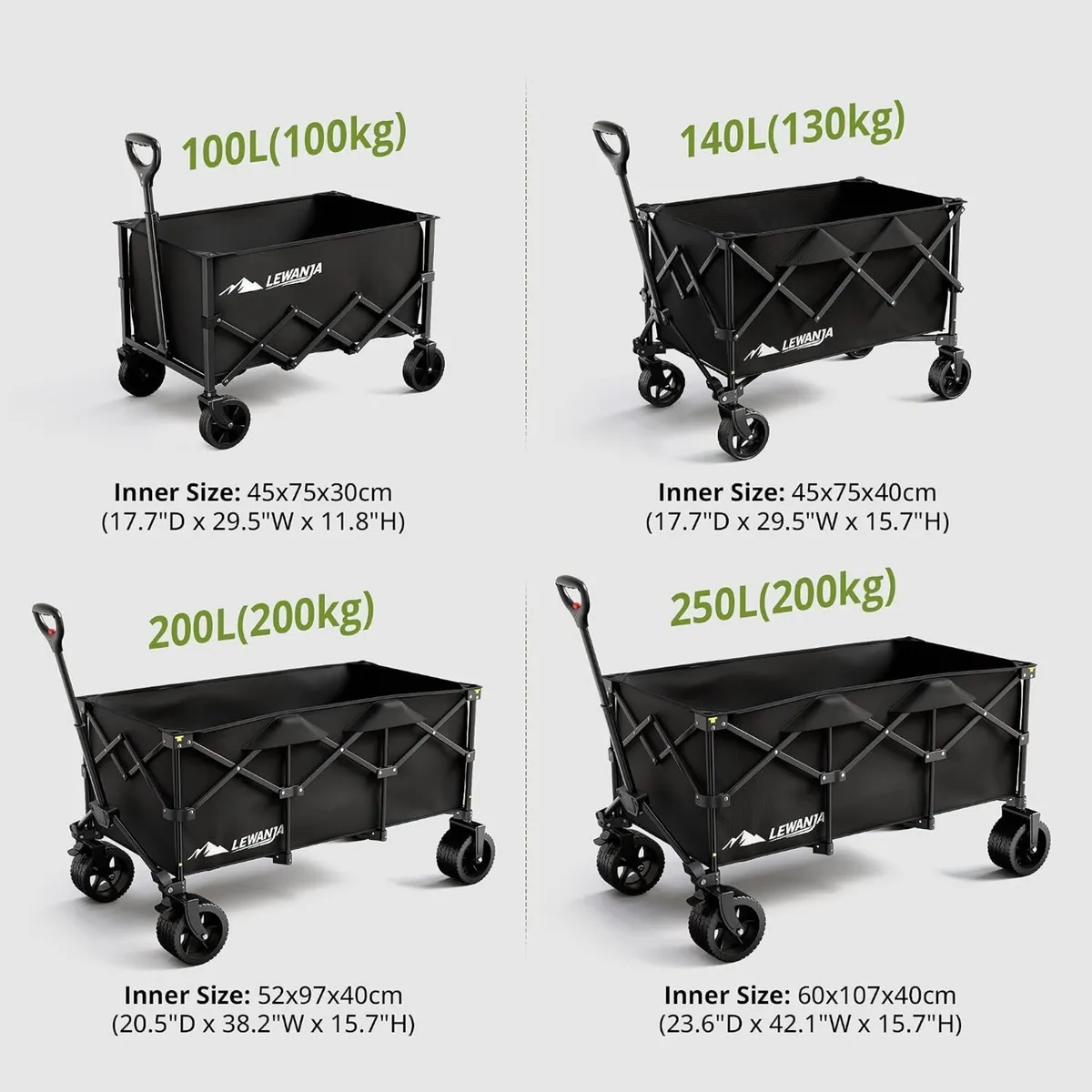 200L Folding Trolley Heavy Duty Collapsible - Image 3