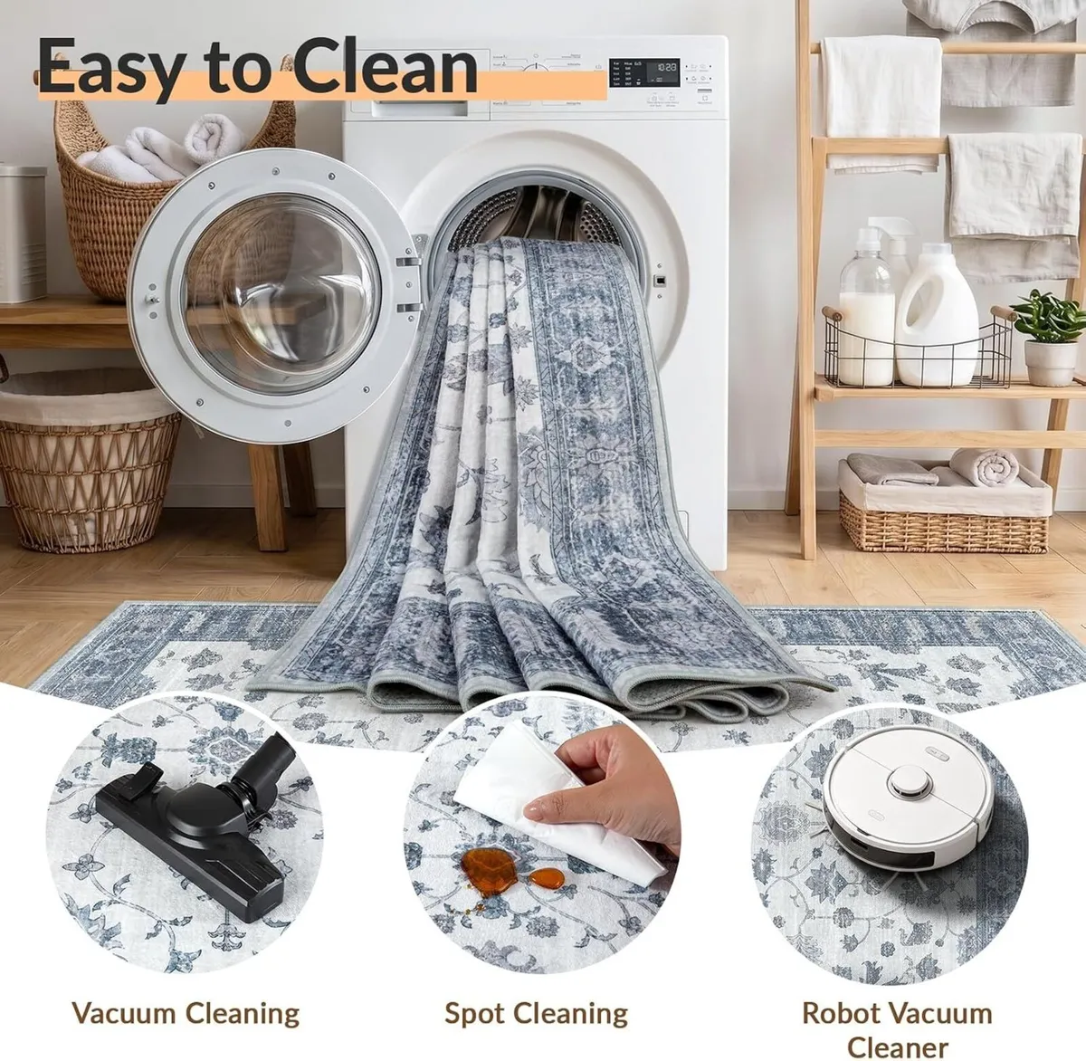 Washable Rug Vintage Boho Living Room - Image 4