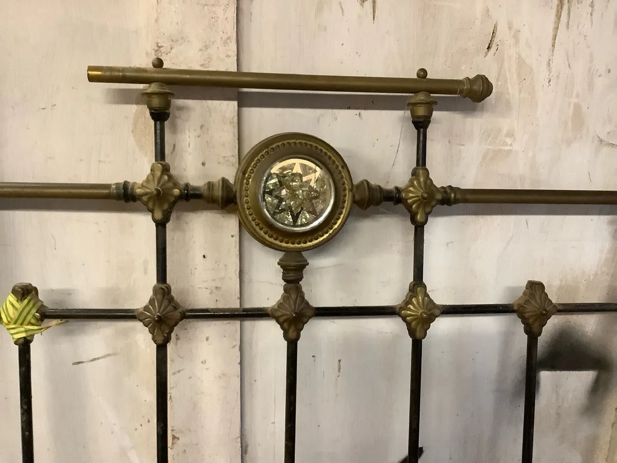 Antique brass and iron bed - Image 3