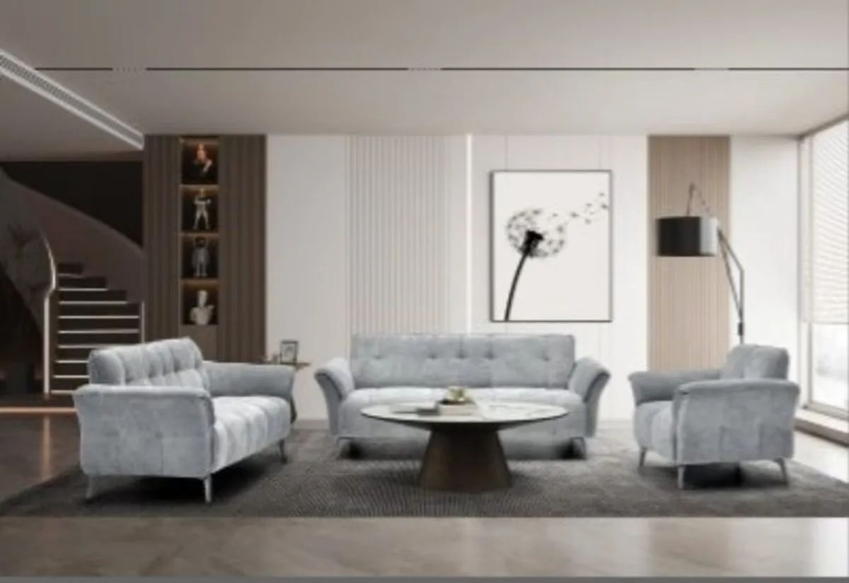 Amalfi 3 + 2 + 1 Grey Fabric Suite - Image 3