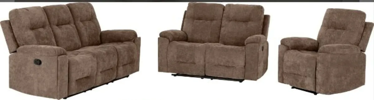 Guildford 3+2+1 Recliner Suite – Antelope Brown Fa - Image 1