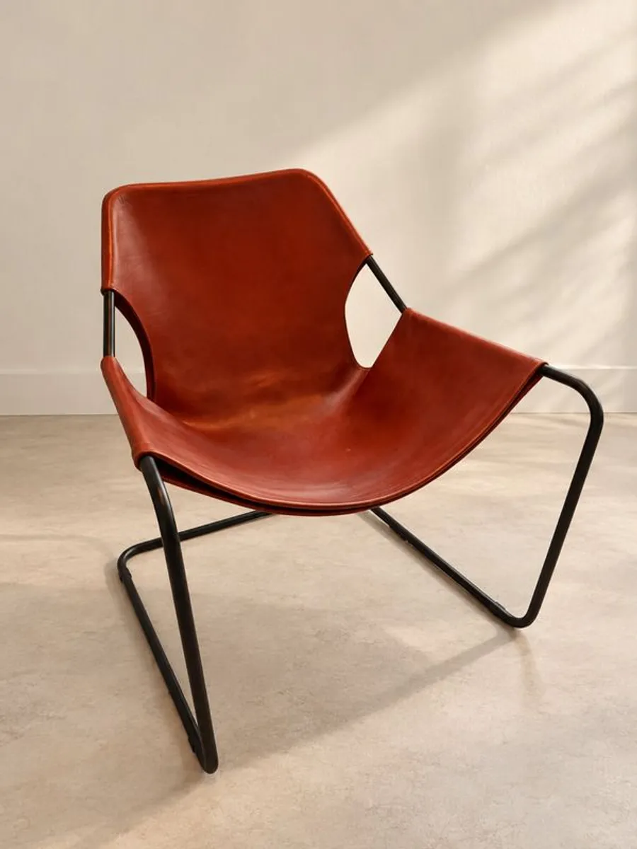 Designer Armchair, Objekto Paulistano, Red Leather - Image 1
