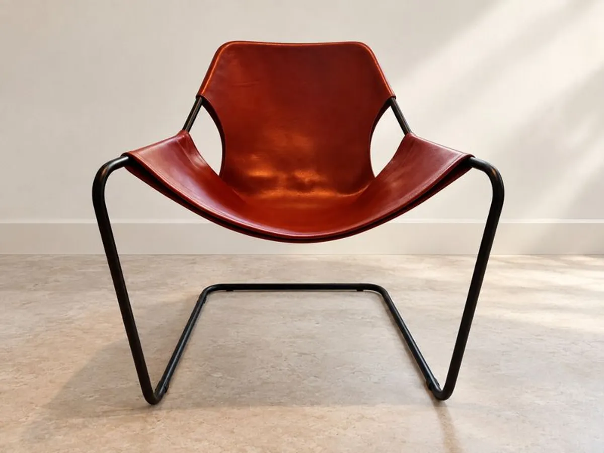 Designer Armchair, Objekto Paulistano, Red Leather - Image 2