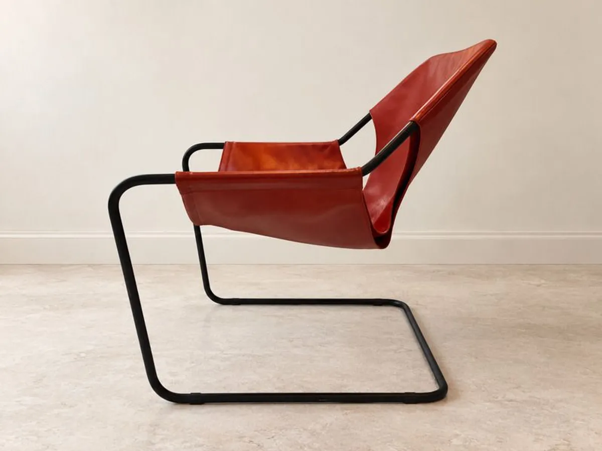 Designer Armchair, Objekto Paulistano, Red Leather - Image 3