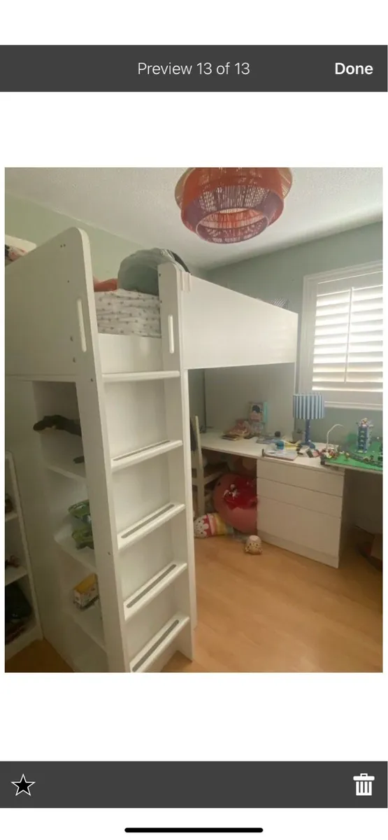Smastad loft bed, wardrobe, drawers and desk - Image 1