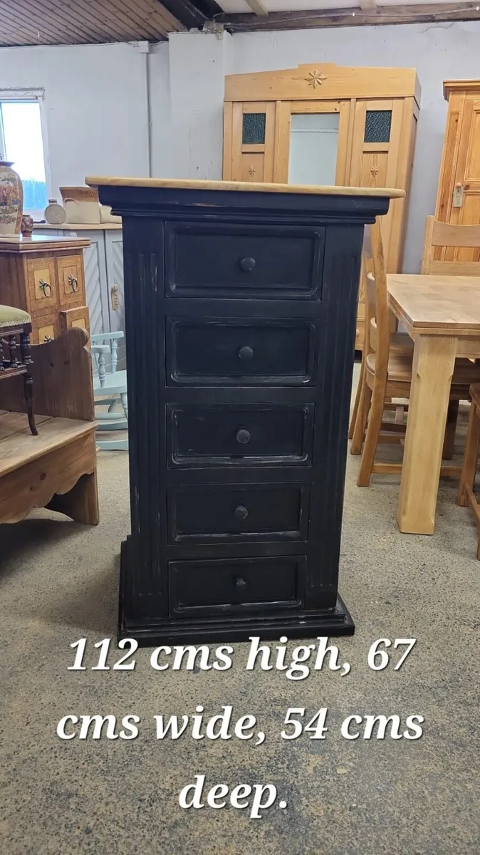 Vintage pine tallboy chest of drawers - Image 3