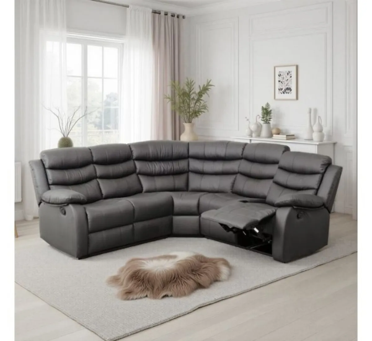 Roma Corner Faux Leather Recliner Sofa / 2 Colours - Image 2
