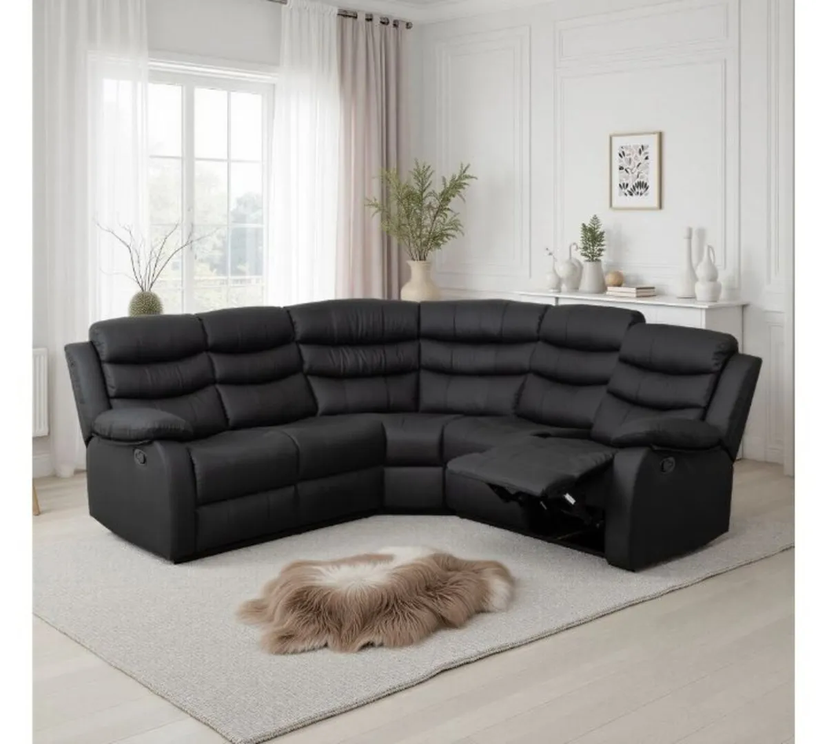 Roma Corner Faux Leather Recliner Sofa / 2 Colours - Image 1