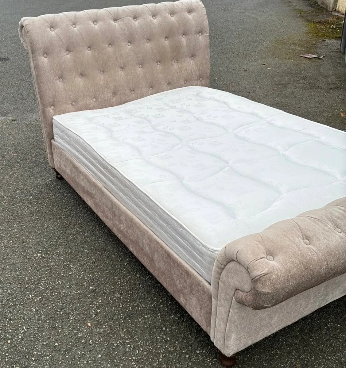 Sleigh double bed Frame with mattress - Image 1