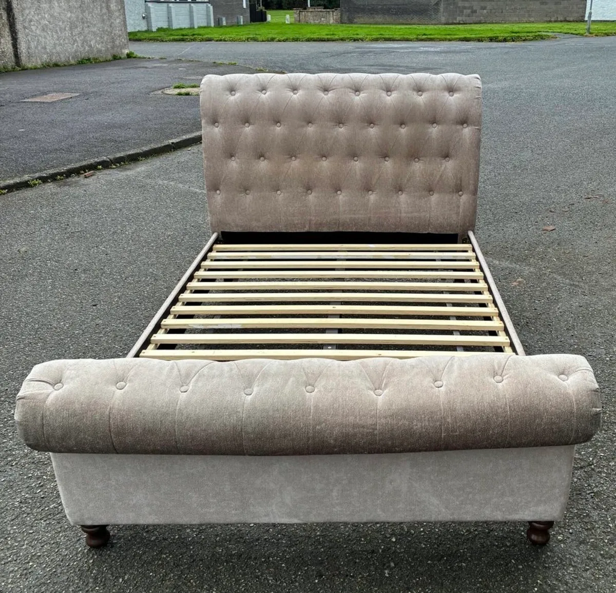 Sleigh double bed Frame with mattress - Image 3
