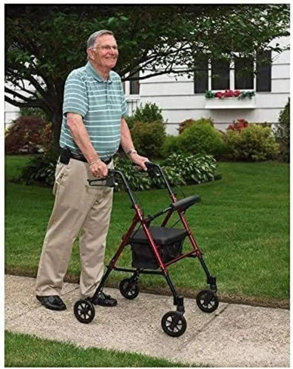 Folding Walking Aid Rollator with Storage Basket - Image 1