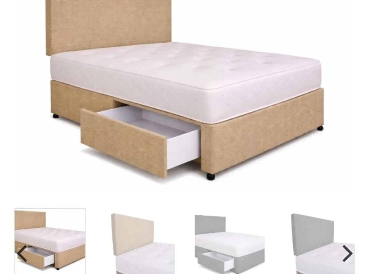 Divan Tweed Base & Headboard 2 Storage Drawers - Image 2
