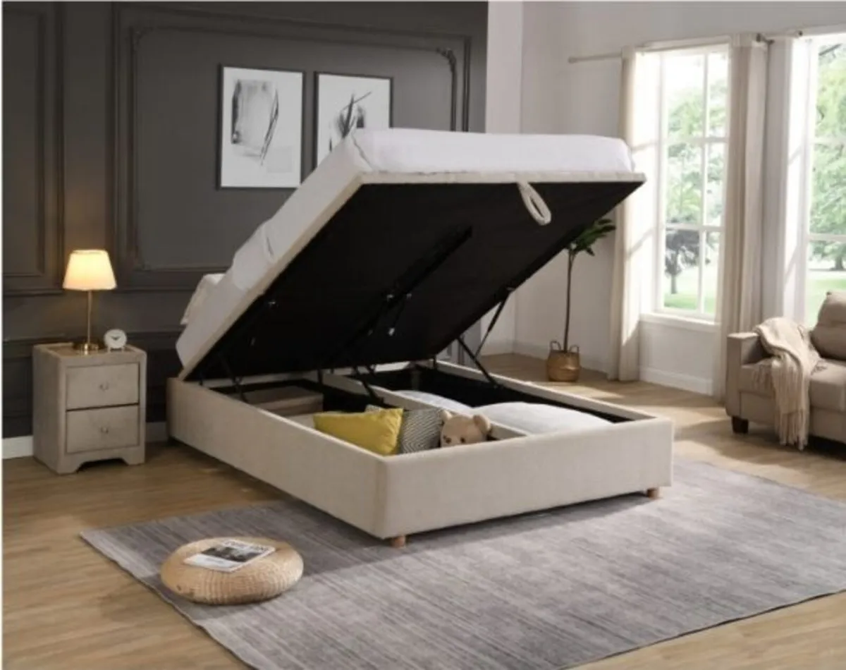 Rio Ottoman Base / Beige Fabric - Image 2