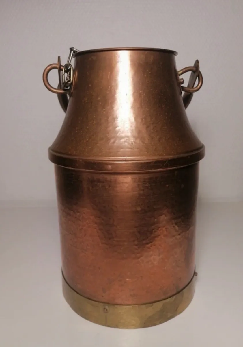 Vintage copper and brass milk churn - Image 1