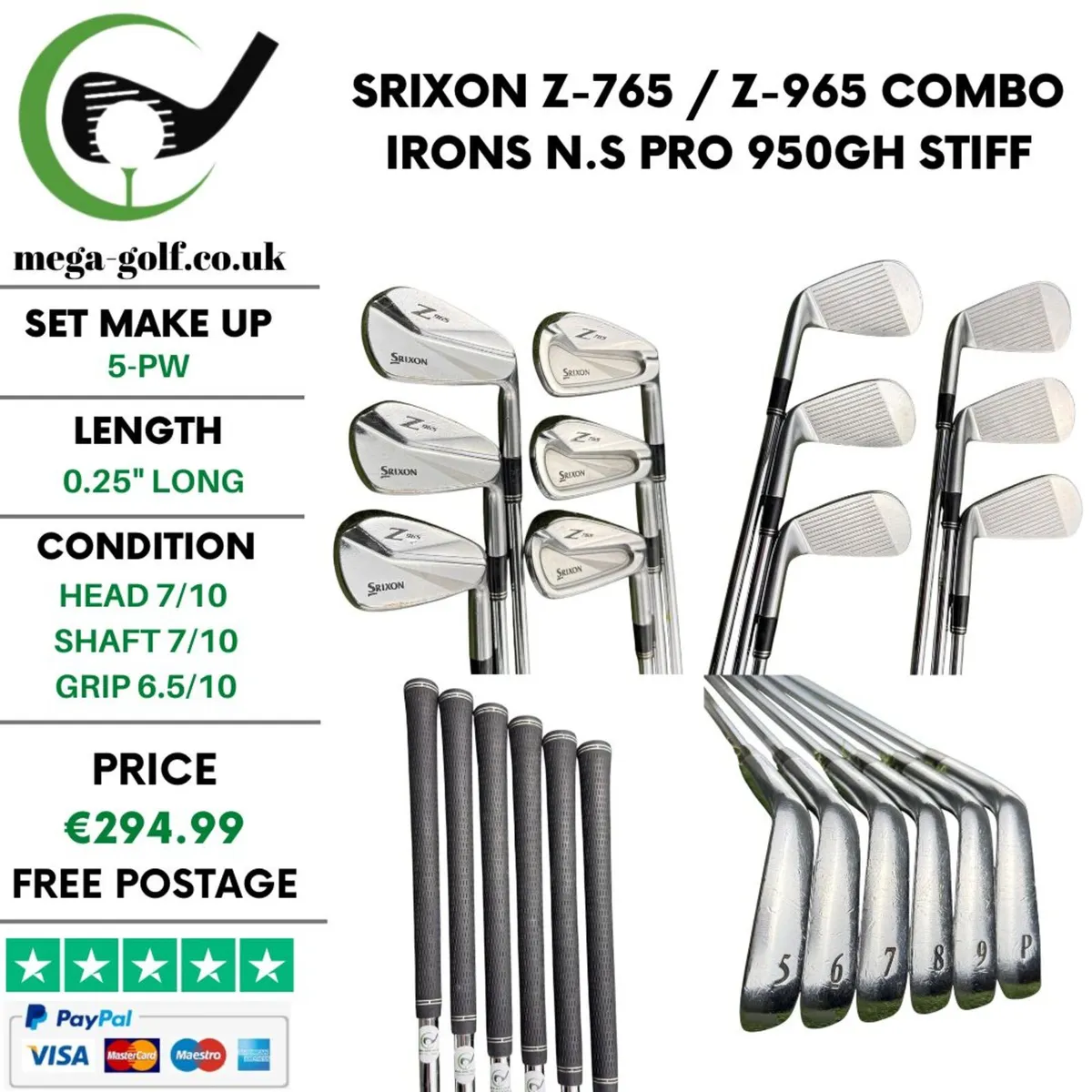 Srixon Z-765 / Z-965 Combo Irons / 5-Pw / Stiff - Image 1