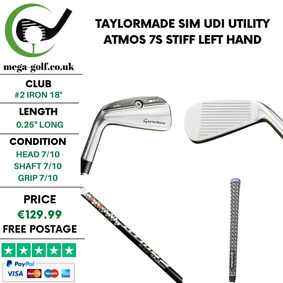 Taylormade SIM UDI Utility #2 Iron 18° / Stiff - Image 1
