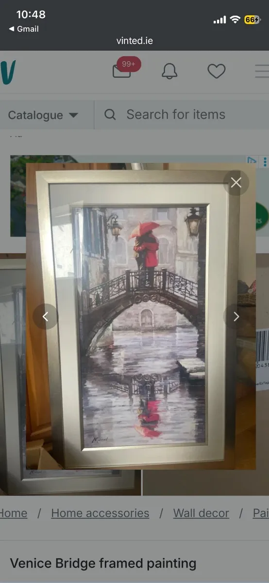 Venice bridge framed painting - Image 1