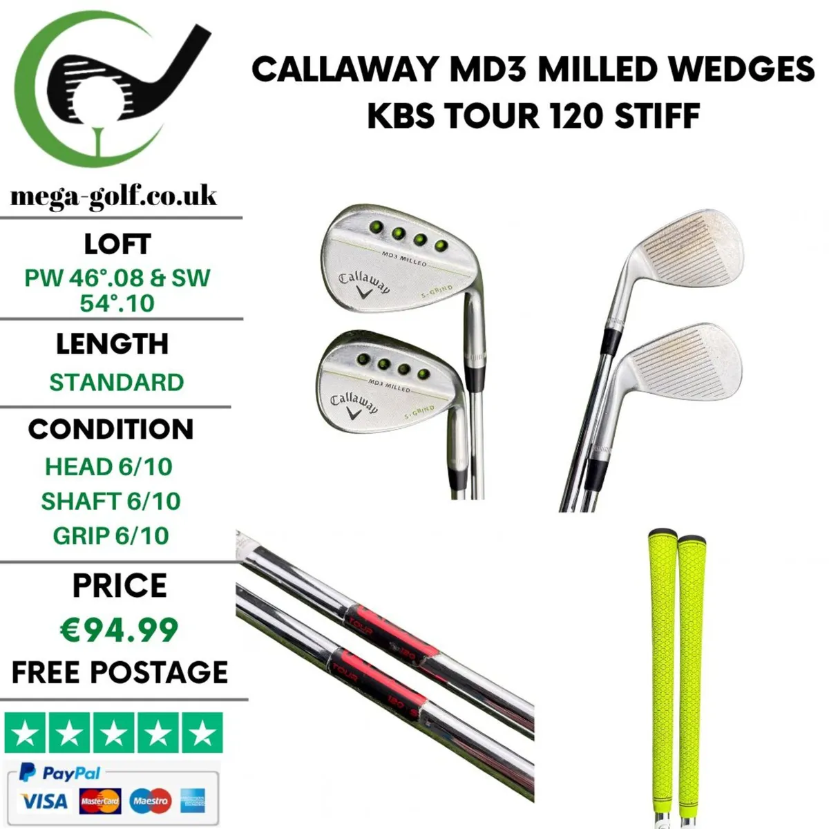 Callaway MD3 Milled Wedges Pw 46°.08 & Sw 54°.10 - Image 1