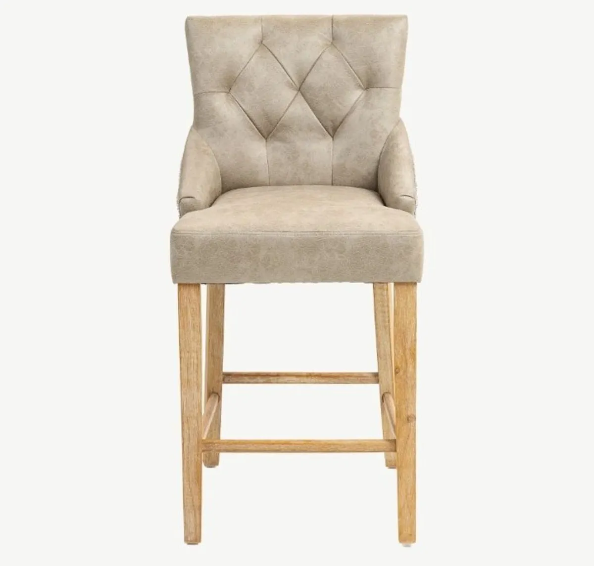 Jenna Bar Stools – Mink PU with Natural Chenille - Image 1
