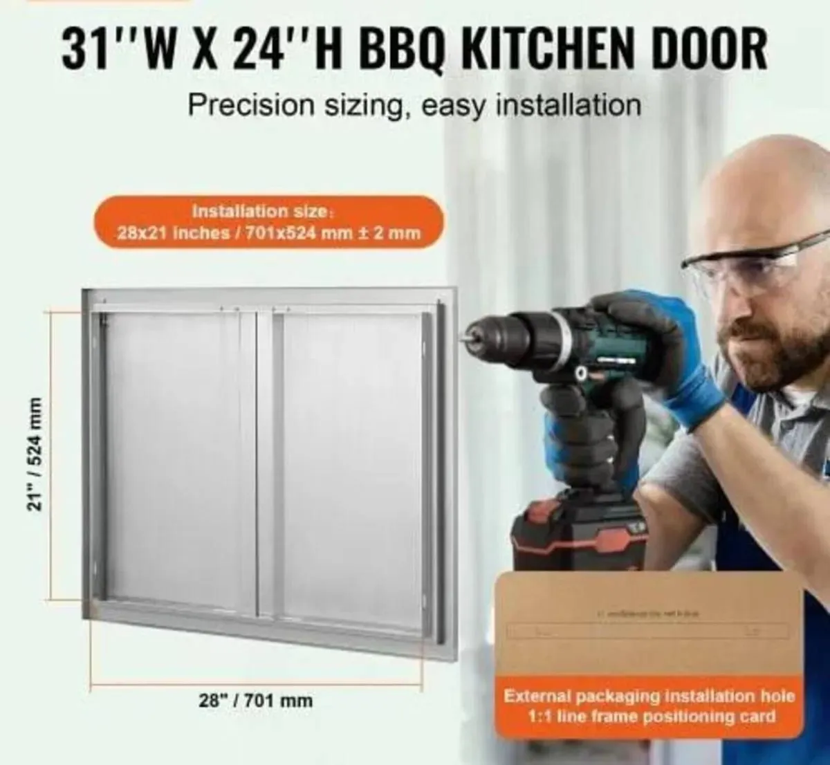 787x609mm Double BBQ Access Door Outdoor Kitchen - Image 2