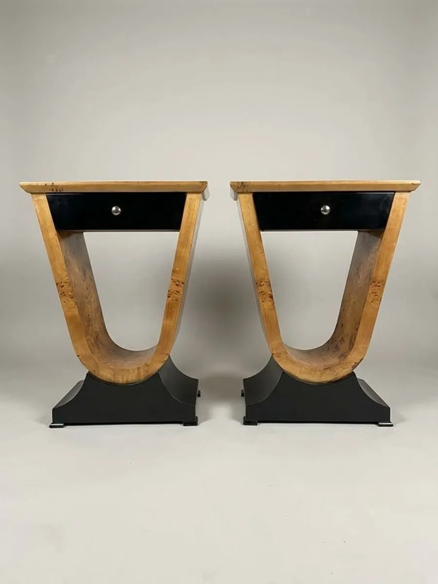 Pair of Architectural Art Deco Style Bedside Lockers / Nightstands - Image 1